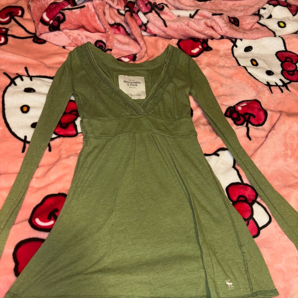 Abercrombie & Fitch Green Long Sleeve babydoll top